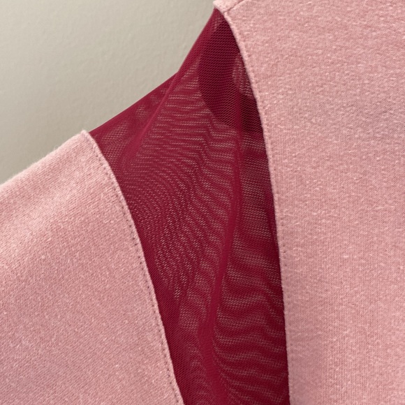 Pink cozy sweatshirt with mesh cross cross back. - Picture 2 of 3